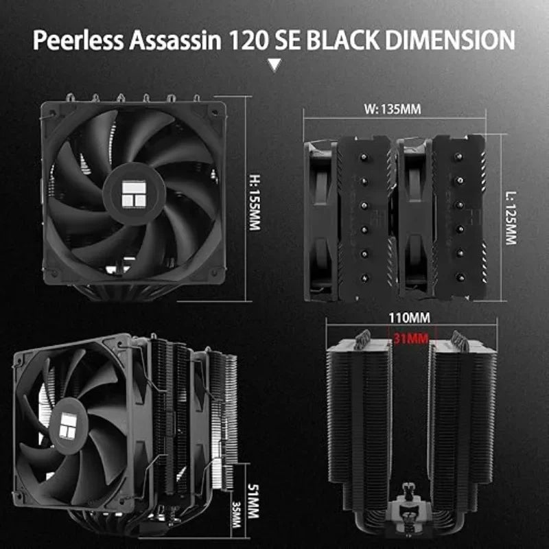 Thermalright Peerless Assassin 120 SE 6 Heat Pipes AGHP 120mm CPU Cooler Twin Towers Fan pa120se for AM4 AM5 Intel1700/115X/1851