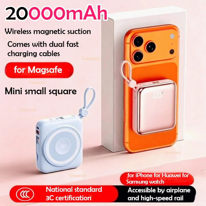 Taepiaai PD20W PowerBank Magnetic 20000mAh Portable Wireless Fast Charging PowerBank for Magsafe for IPhone Huawei Samsung Watch