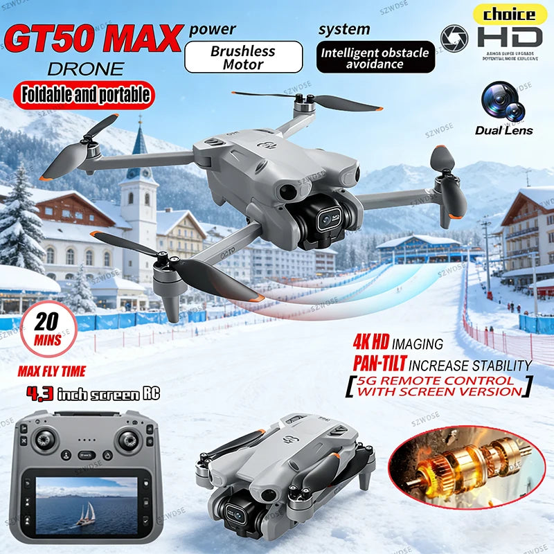 NEW GT50 PRO MIni 5 pro RC Drone 8K HD Dual Cameras WiFi GPS 20mins Flight Aerial Photography Quadcopter Remote Control UAV Toys