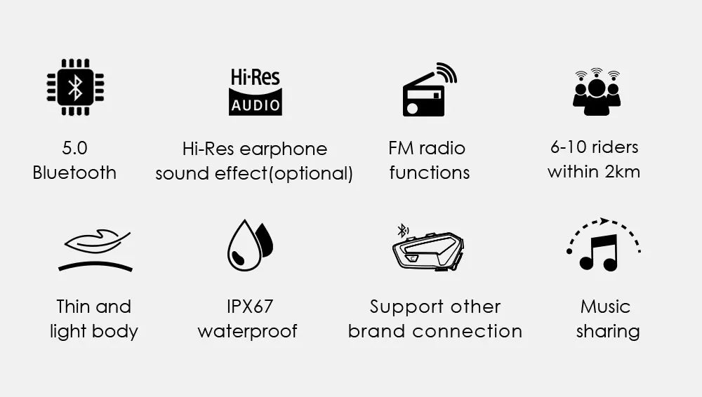 Motorcycle Intercom Bluetooth Helmet Headset Freedconn FX 10 Riders Pair Other Brands Motorbike Interphone Speaker Communicator