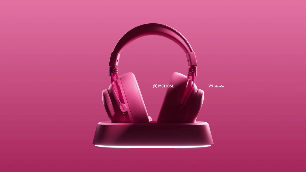 MCHOSE V9 Turbo + Wireless Gaming Headset 60mm 7.1 Surround Sound Professional Esports Headphones With RGB Charging Base