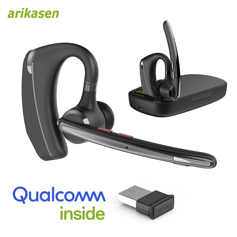 Bluetooth Headset, Wireless Earpiece with Upgrade Noise Canceling Mic,100H Talking Time,Hand-Free Headphones with Mute Button
