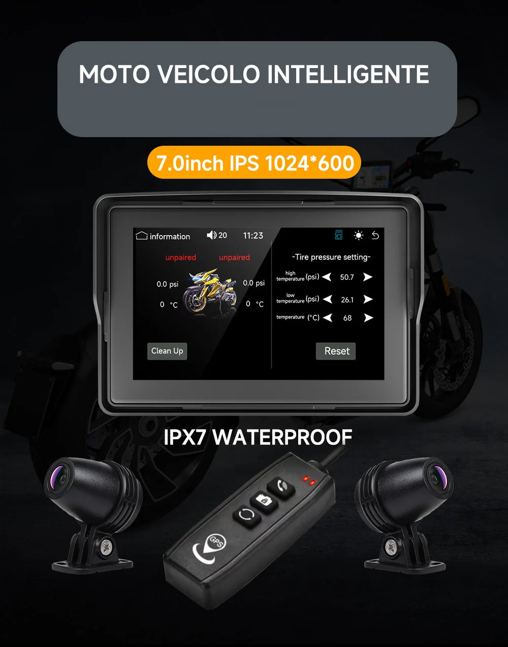 2024 Motorcycle GPS Navigation 2K HD Recorder Wireless CarPlay Android Auto Multimedia Player IP67 Waterproof Screen Bluetooth