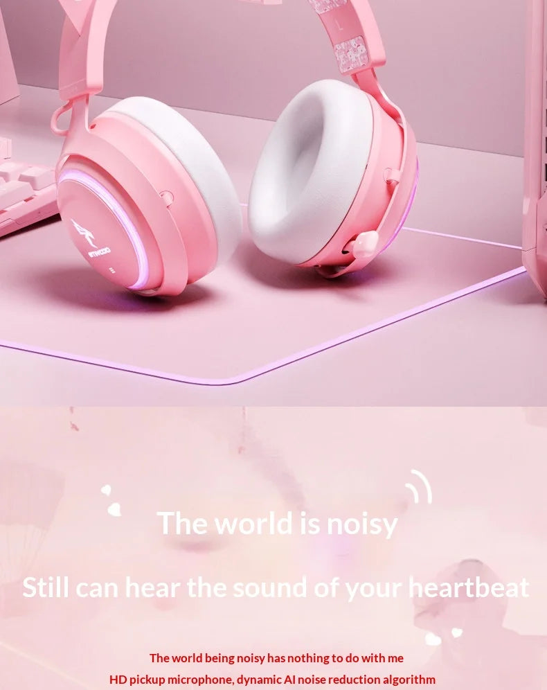 Somic GS510 Gamers Headphone With Microphone Cat Ears Rgb Light Colorful Cute Headset Noise Reduction Girl Gaming Earphones Gif