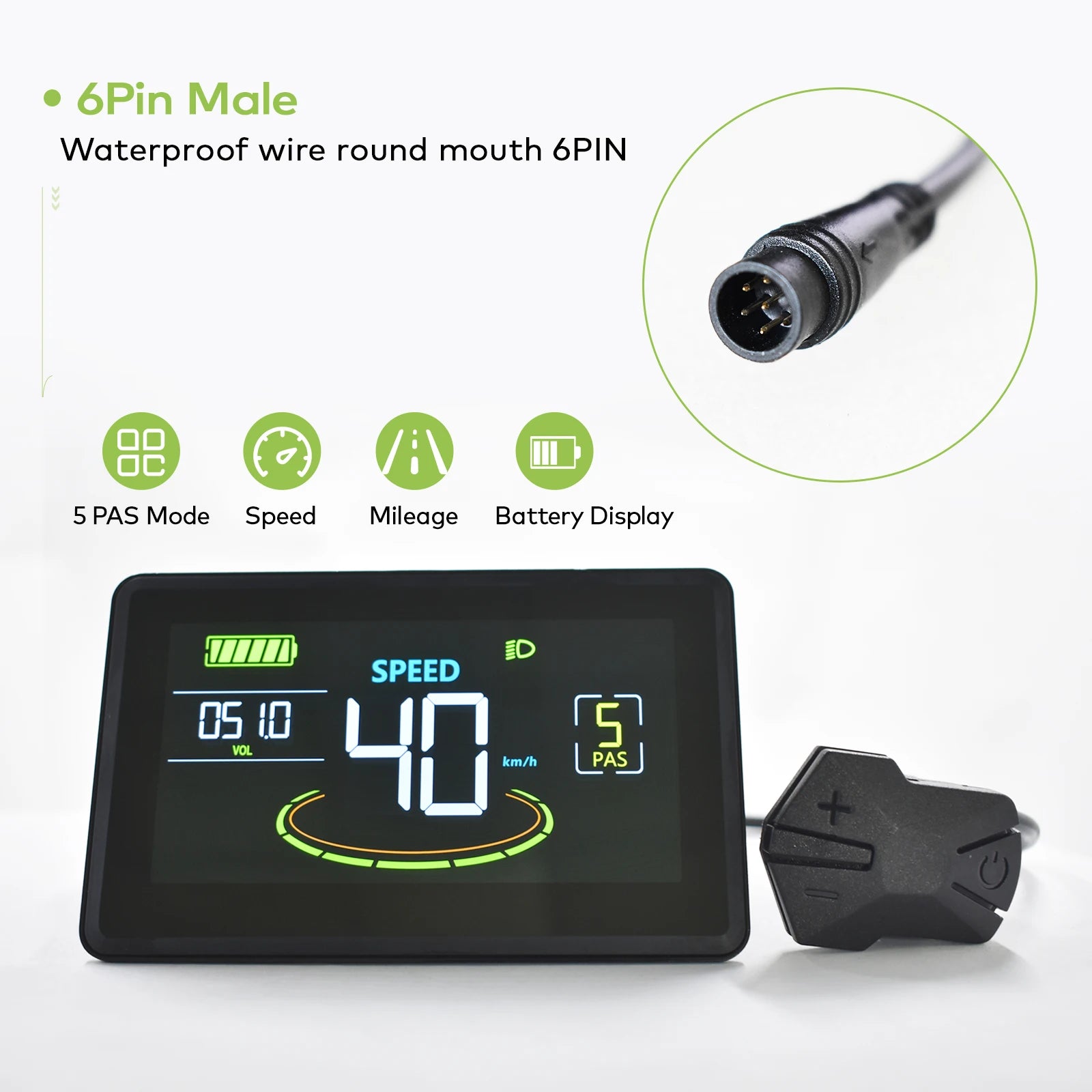 H6C MTB Electric Bicycle Computer Riding Speedometer Digital Horizontal Screen Odometer Color Wired Bicycle Accessories