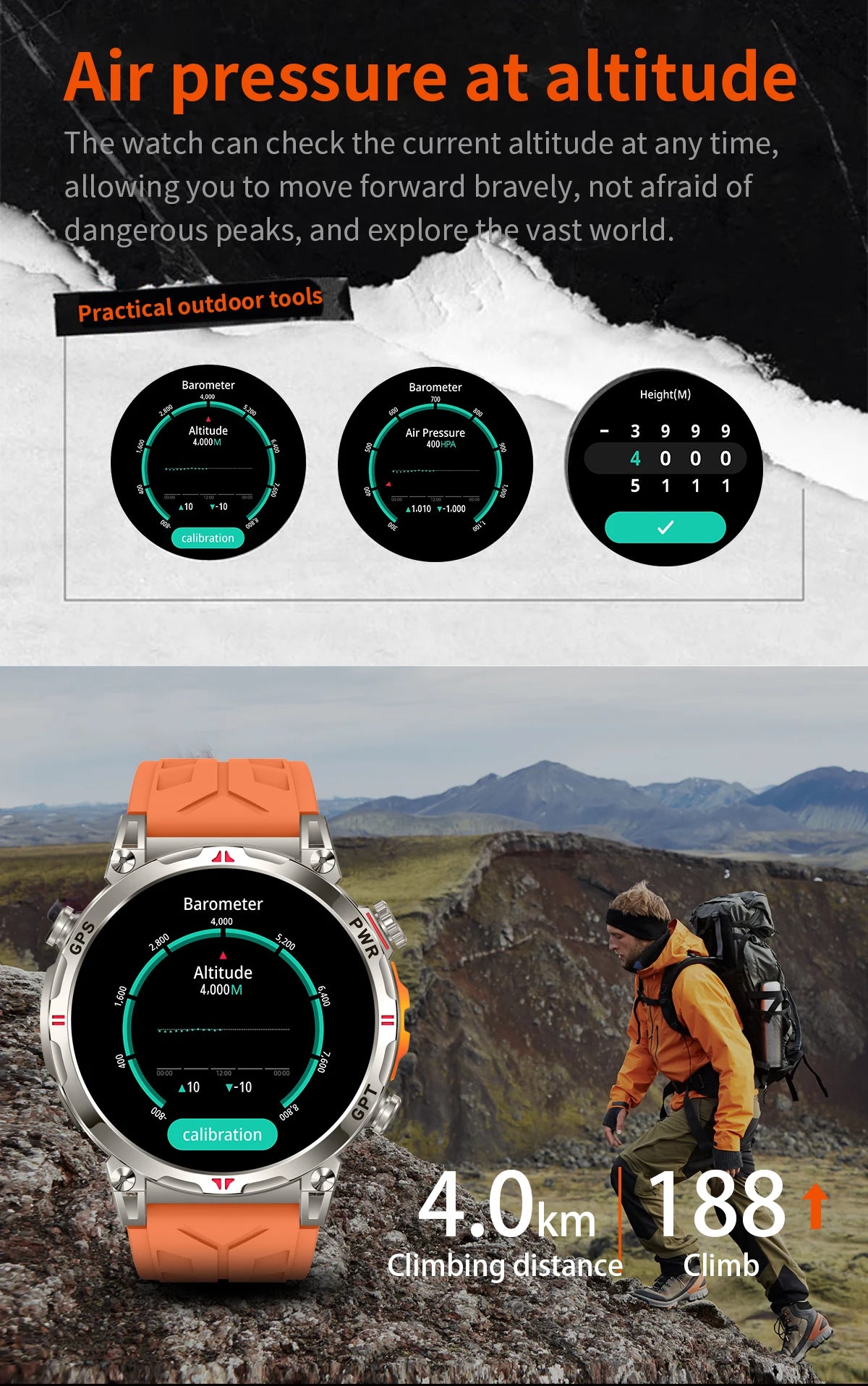 2026 New Outdoor GPS Sports Smartwatches Men Compass 10ATM Waterproof 24/7 Health Monitoring Chat GPT Bluetooth Call Smart Watch