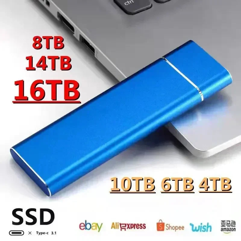 Mini USB Portable SSD 256TB 1TB 2TB High-speed Original Mass Storage SSD USB3.0 External Hard Drive for SSD Computer Laptop