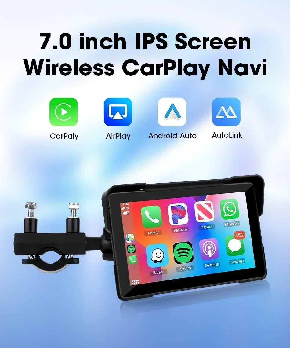 Jansite 5/7 inch Portable Carplay Motorcycle DVR GPS Navigation IPX7 Waterproof LCD Display For Wireless CarPlay Android Auto