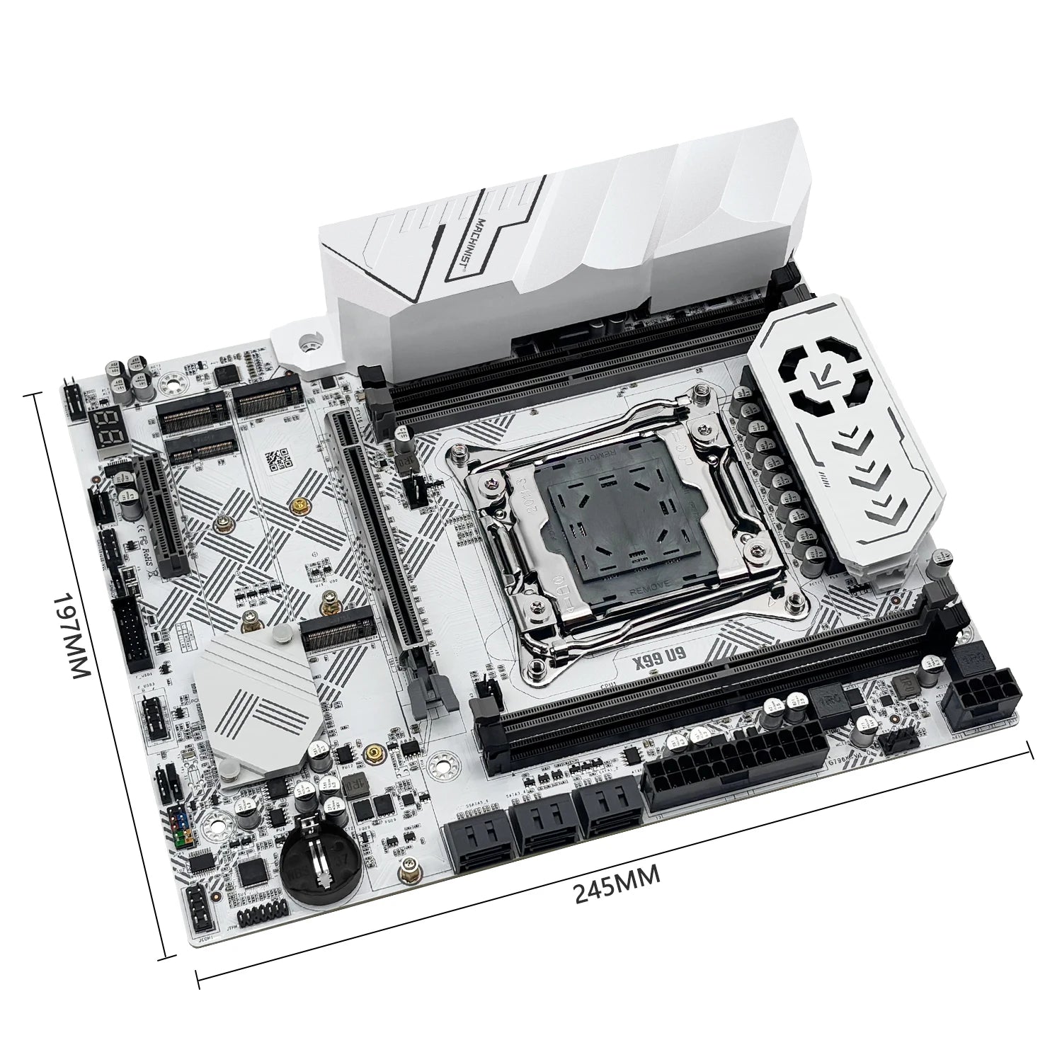MACHINIST X99 U9 Motherboard Support TPM2.0 LGA 2011-3 Xeon E5 cpu DDR4 RAM C612 chip with 3*NVME M.2 slot SATA3.0 White armor