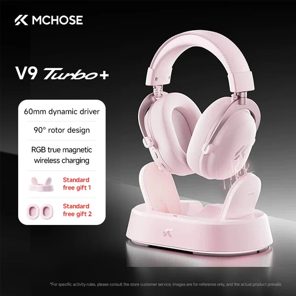 MCHOSE V9 Turbo + Wireless Gaming Headset 60mm 7.1 Surround Sound Professional Esports Headphones With RGB Charging Base