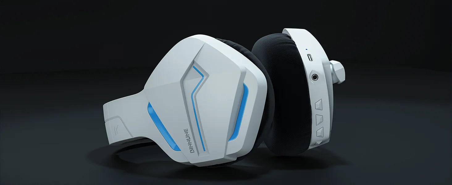 BINNUNE 2.4GHz Wireless Gaming Headset Bluetooth 5.3 Gaming Headphone with Noise Canceling Mic Multi-Platform for PS5/PS4/Switch