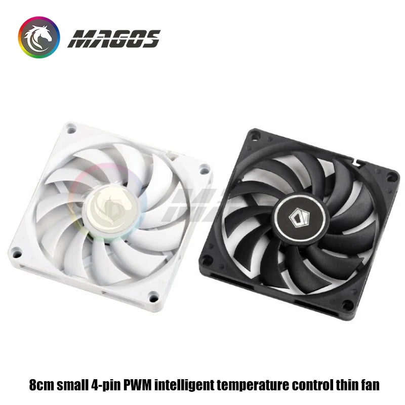 8010 80mmCase Fan Ultra Slim ,White/ Black,10MM Ultra-Thin PWM Temperature Control 8CM Computer CPU Cooling Fan,