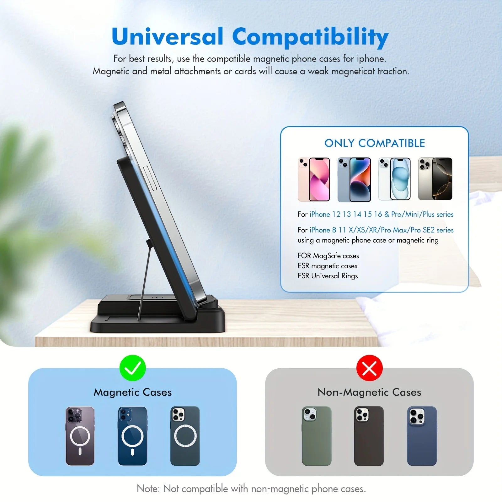 3 In 1 Magnetic Wireless Charger Stand 15W Fast Charging Dock Station Multiple Devices for iPhone 15 14 13 8 Apple Watch Airpods