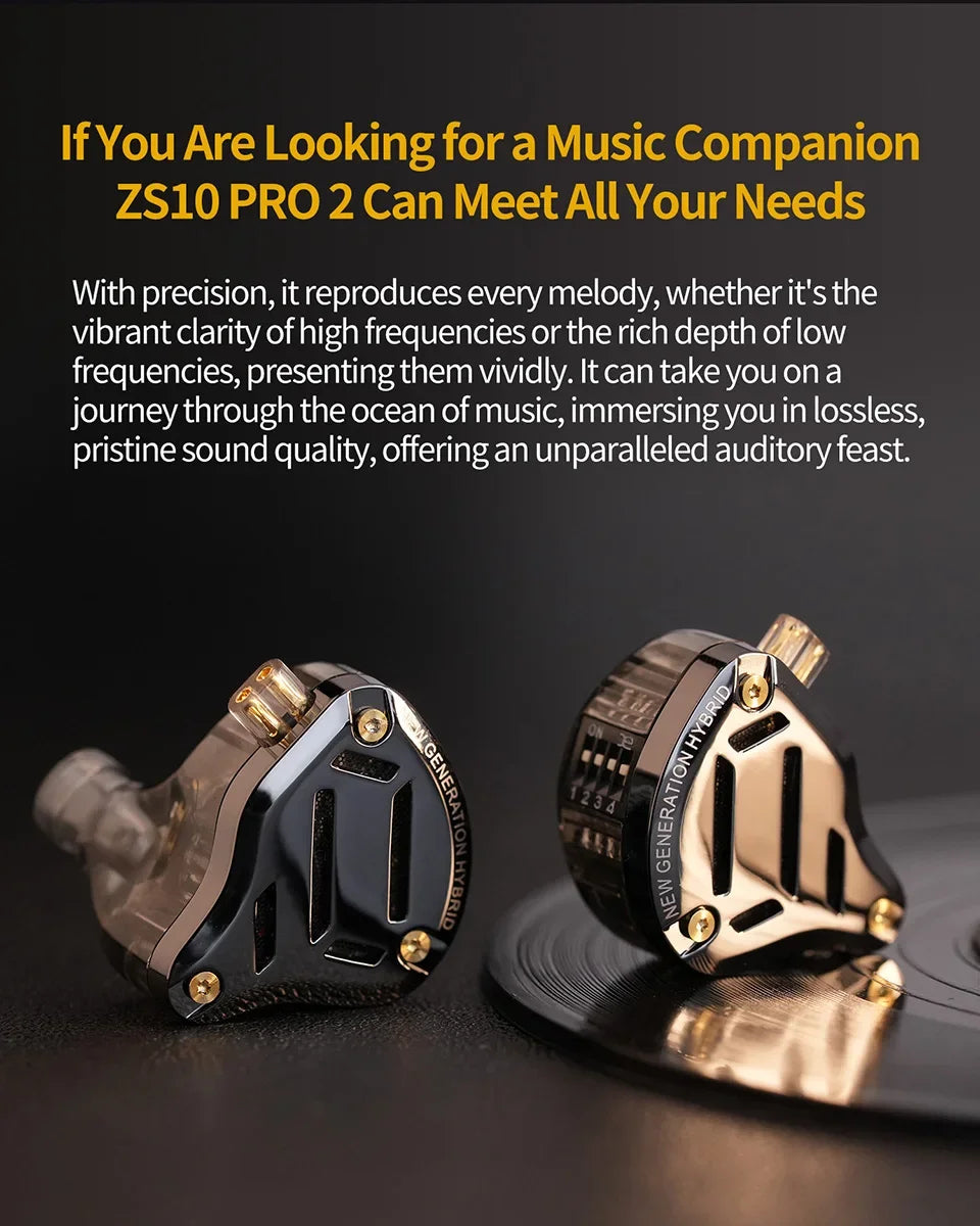 KZ ZS10 Pro 2 in Ear Metal Earphone HIFI Bass Earbud 4-Level Tuning Switch Headphone 2PIN Cable ZS10PRO2 ZSNPRO AS16PRO