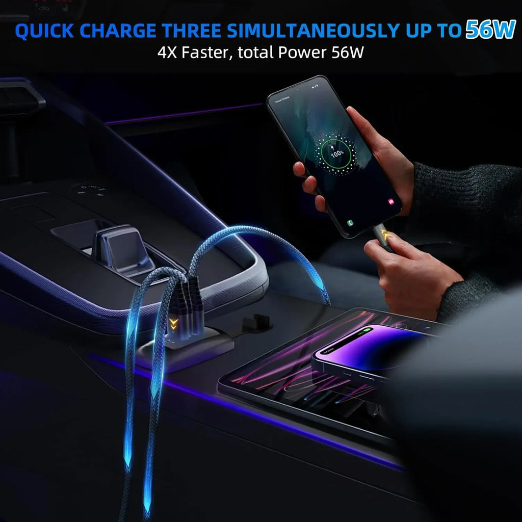 3-Ports Car Charger Socket Dual USB PD QC3.0 Port Quick Charge Adapter Waterproof for Truck Marine Motorcycle Car Accessories