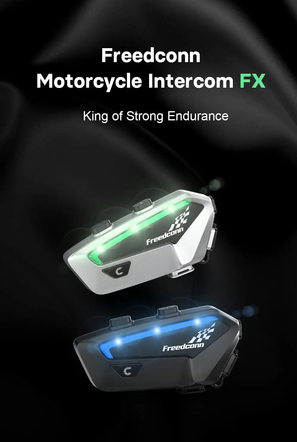 Motorcycle Intercom Bluetooth Helmet Headset Freedconn FX 10 Riders Pair Other Brands Motorbike Interphone Speaker Communicator