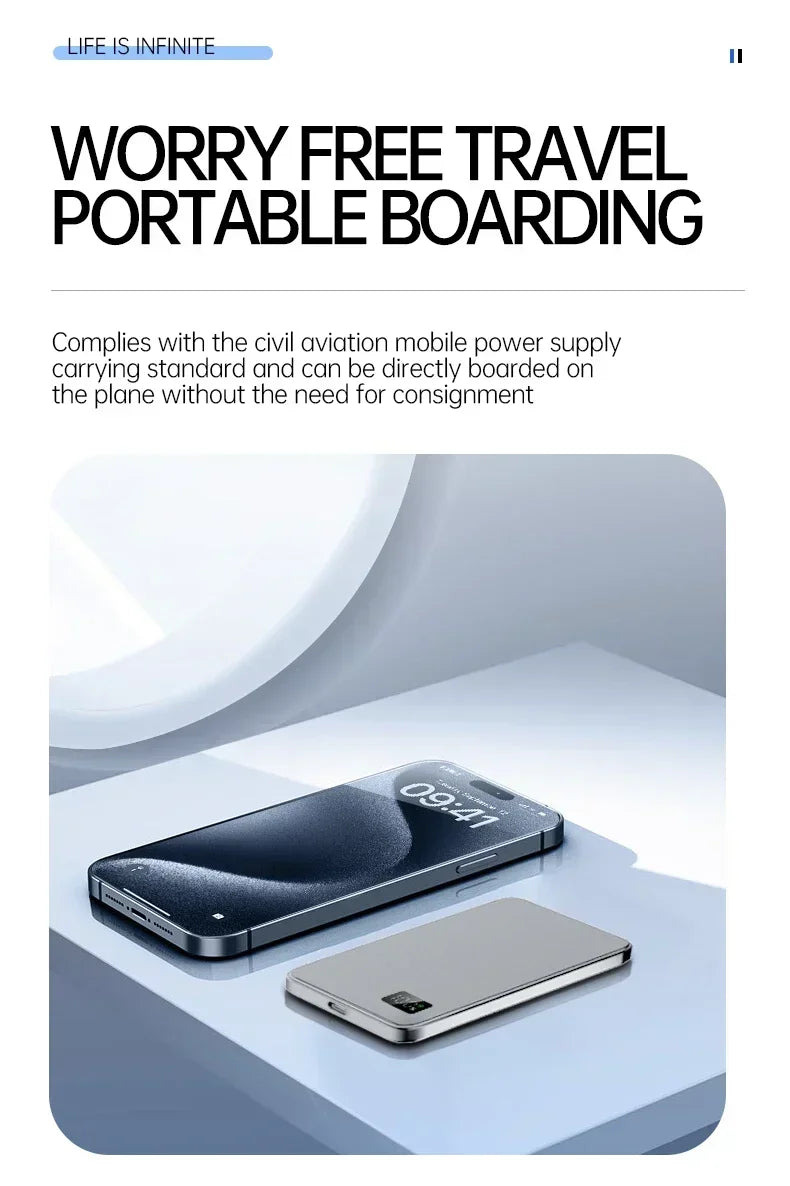 Lenovo Power Bank For MagSafe 50000mAh Slim Magnetic Wireless CCC Power Bank 22.5W External Portable Battery For iPhone Samsung