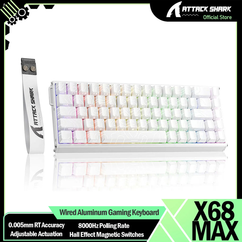 ATTACK SHARK X68MAX HE Rapid Trigger Wired Aluminum Gaming Keyboard,0.005mm RT Accuracy,Hall Effect Magnetic Switches,8KHz,RGB