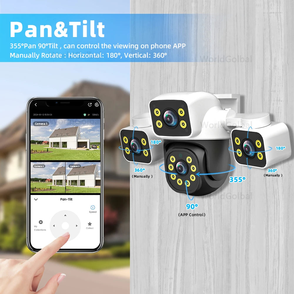 Tuya 15MP Three Lens 10MP Dual Lens Tuya Wifi Camera PTZ Outdoor Wireless Security Camera AI Human Monitoring Video Surveillance