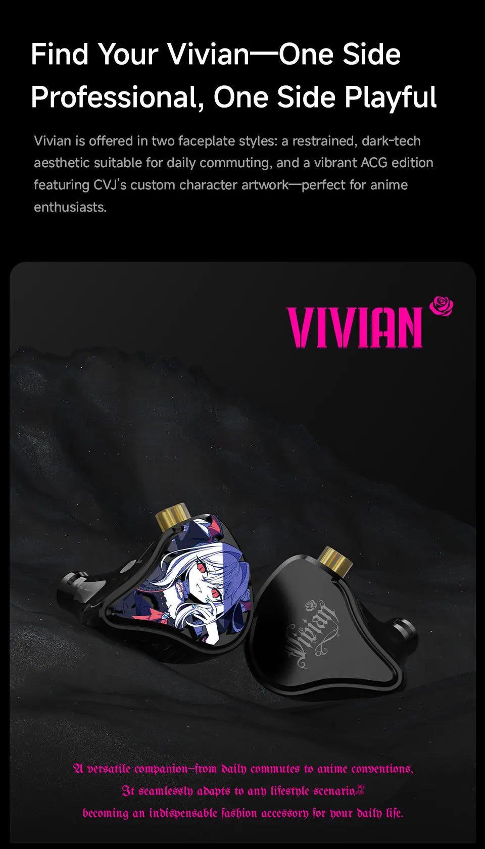 CVJ Vivian In Ear Earphones 10mm Dynamic Driver suitable for Music and Gaming 0.78mm Detachable Cable HiFi Sound Quality