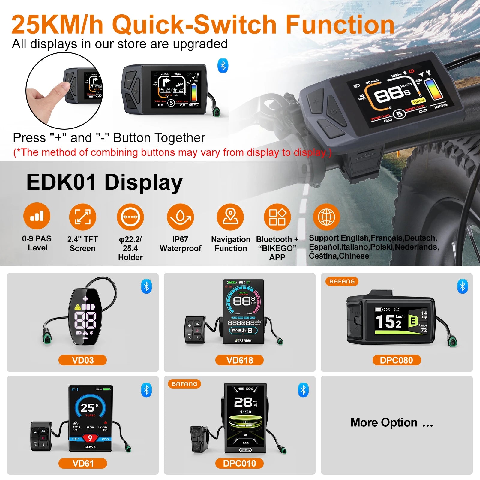 BAFANG CAN Display Electric Bike Computer DPC010 VD618 EKD01 Bluetooth Bafang CAN BUS Protocol Motors 5Pin Male Ebike Conversion
