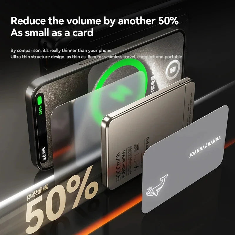 VIVO Ultra-thin Wireless Power Bank Magnetic Large Capacity Portable Fast Charging Spare Battery For iPhone Samsung For Magsafe
