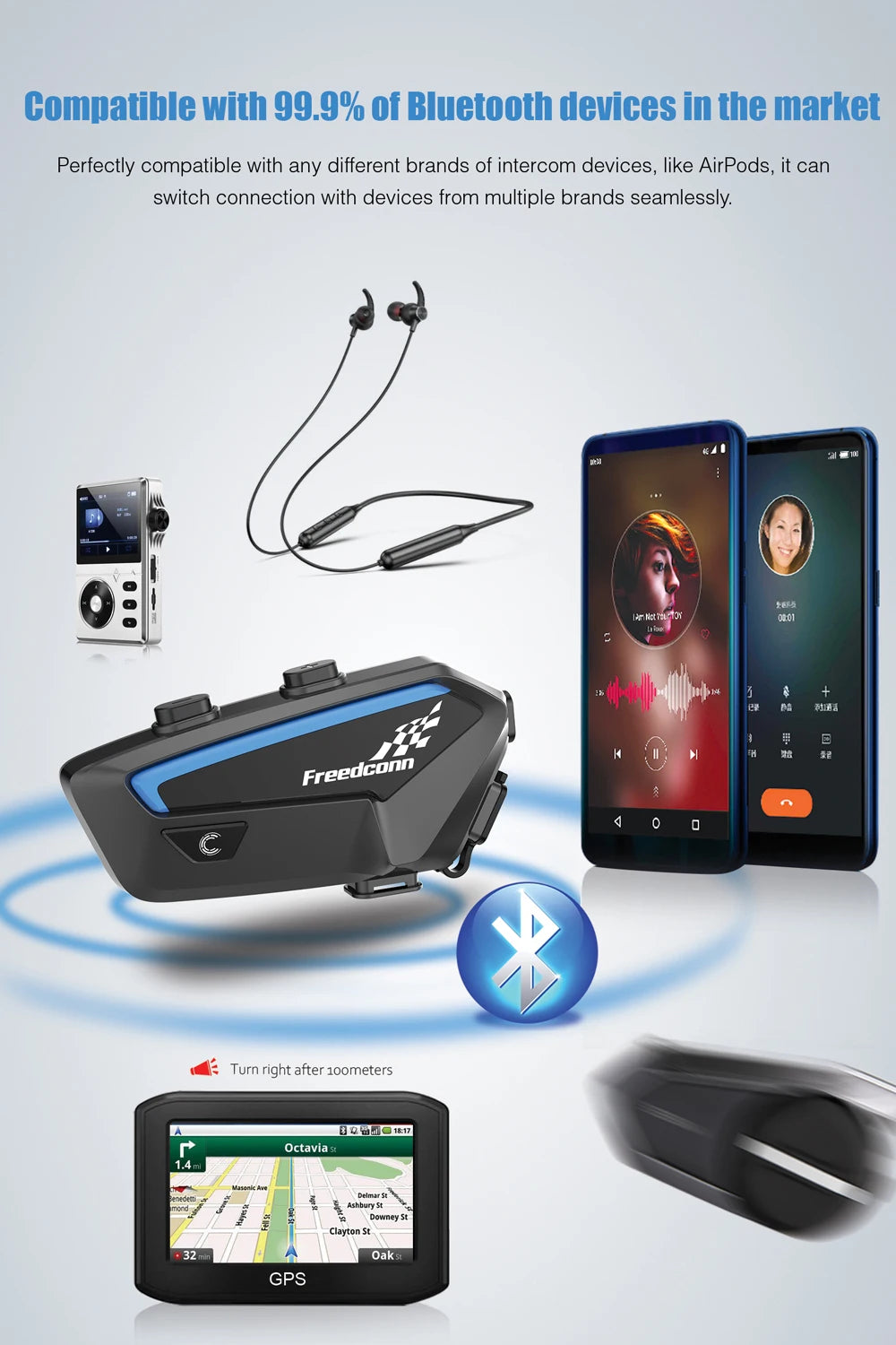 Motorcycle Intercom Bluetooth Helmet Headset Freedconn FX 10 Riders Pair Other Brands Motorbike Interphone Speaker Communicator