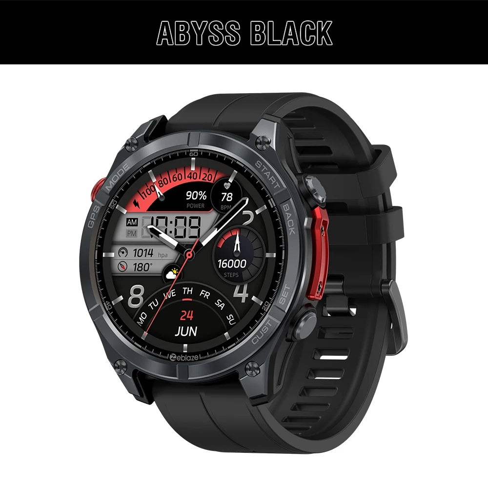 New Zeblaze Stratos 4 GPS Smart Watch 1.43'' AMOLED Display Built-in Flashlight Compass Barometric Altimeter 5 ATM Smartwatch