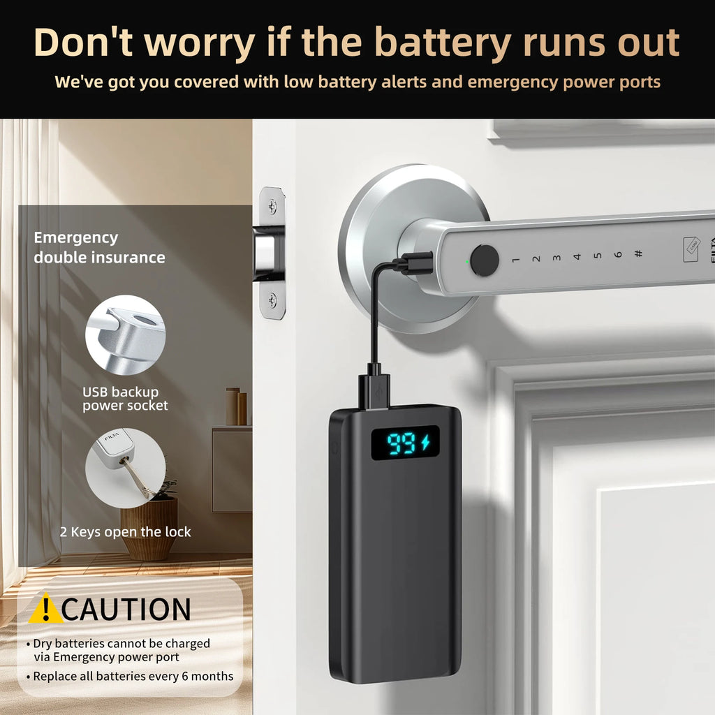 Viladepot Smart Lock Fingerprint Door Lock App Control Passcode Unlock Electronic Touchscreen Keypad