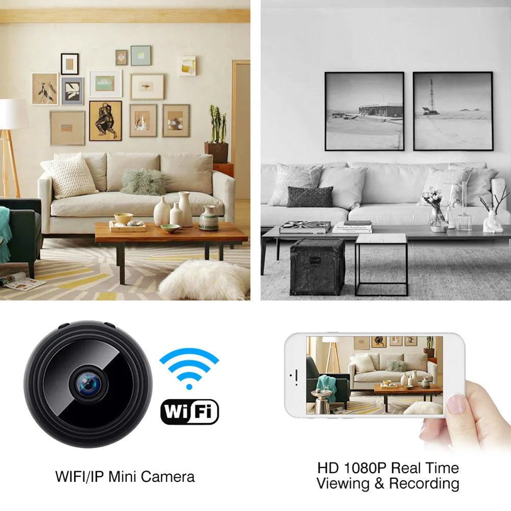 WiFi Mini Camcorders Night Vision 1080P HD Wireless IP Camera Motion Detection Wireless Security Camera Rechargeable for Indoor