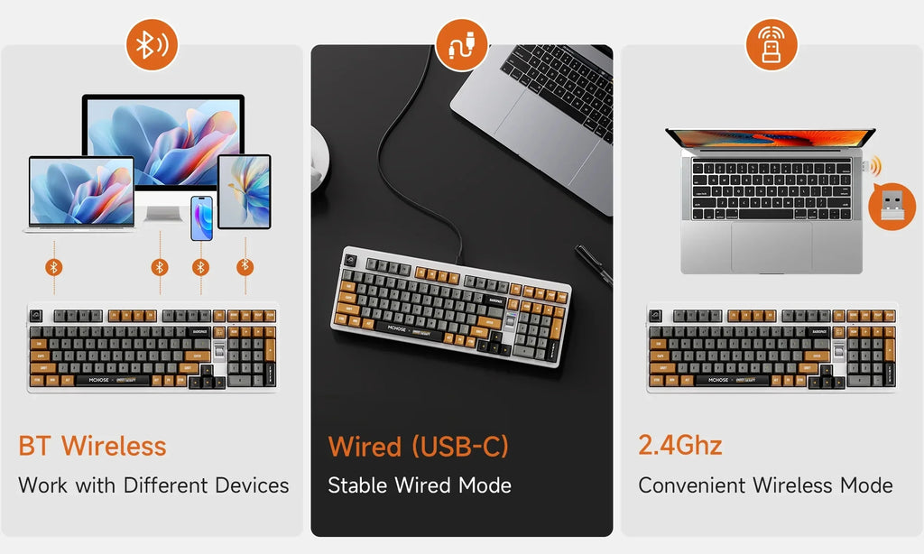 MCHOSE x Unbox Therapy - UT98 Gaming Mechanical Keyboard Wireless Quiet Offices KeyboardRGB Backlit Customized Silent Keyboard