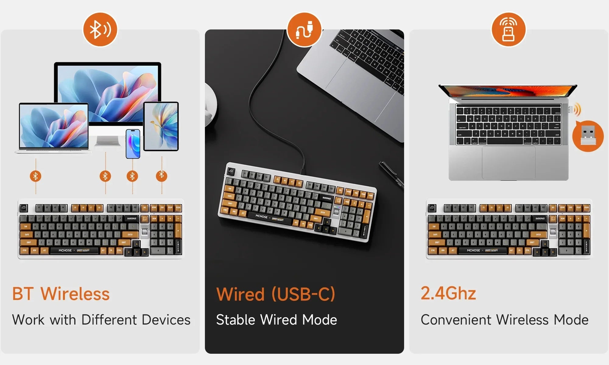 MCHOSE x Unbox Therapy - UT98 Gaming Mechanical Keyboard Wireless Quiet Offices KeyboardRGB Backlit Customized Silent Keyboard