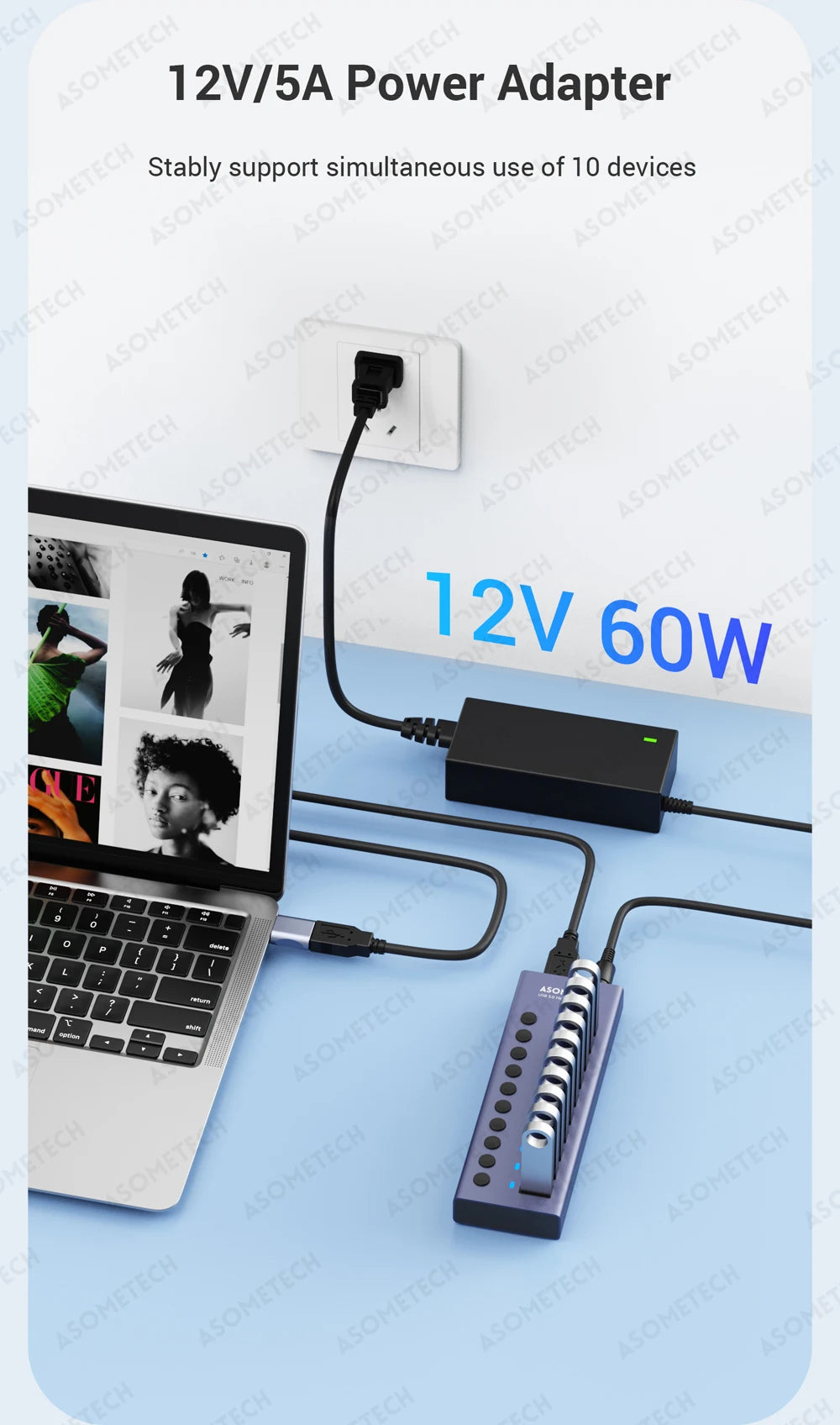 4/7/10 Ports Hub Usb 3 0 Multi USB Splitter with Switch Power Adapter Multi usb Extender for Laptop Accessories MacBook Splitter