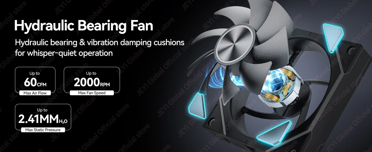 JEYI 12CM ARGB PC Fans Hydro Bearing Fan Infinity Mirror 30dB(A) cooling fan 5V3pin PWM 800-2000RPM Forward/Reverse Blade Fan