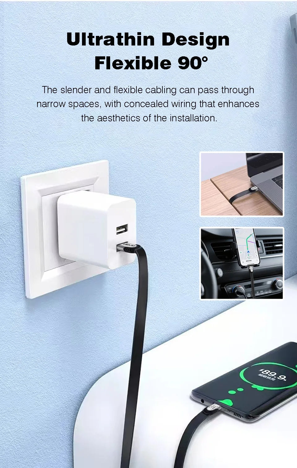 UGOURD USB A to C 10Gbps Cable USB C to Type C USB3.1/3.2 Gen2 Cable Data Transfer USB SSD Hard Disk Cable 60W 0.15m - 3m Flat