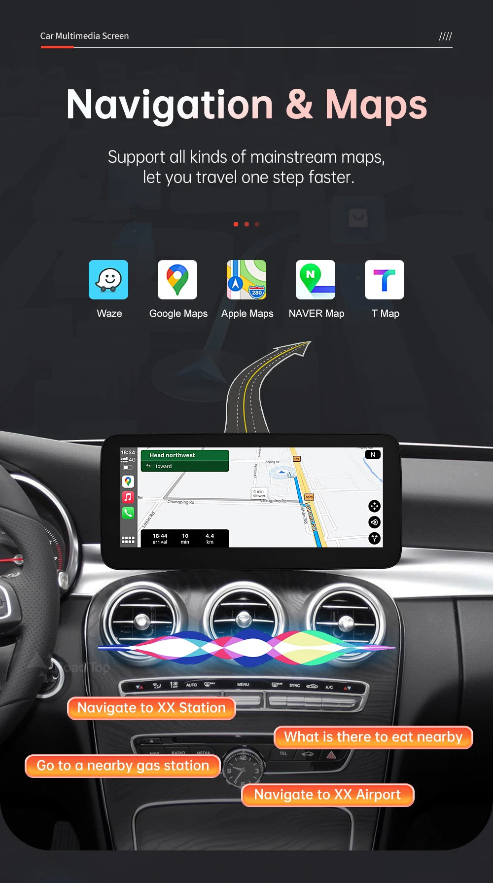 Wireless CarPlay Android Auto Multimedia Screen for Mercedes-Benz C Class W205 GLC V Class W447 A W176 CLA GLA 2015-2018 NTG5.0
