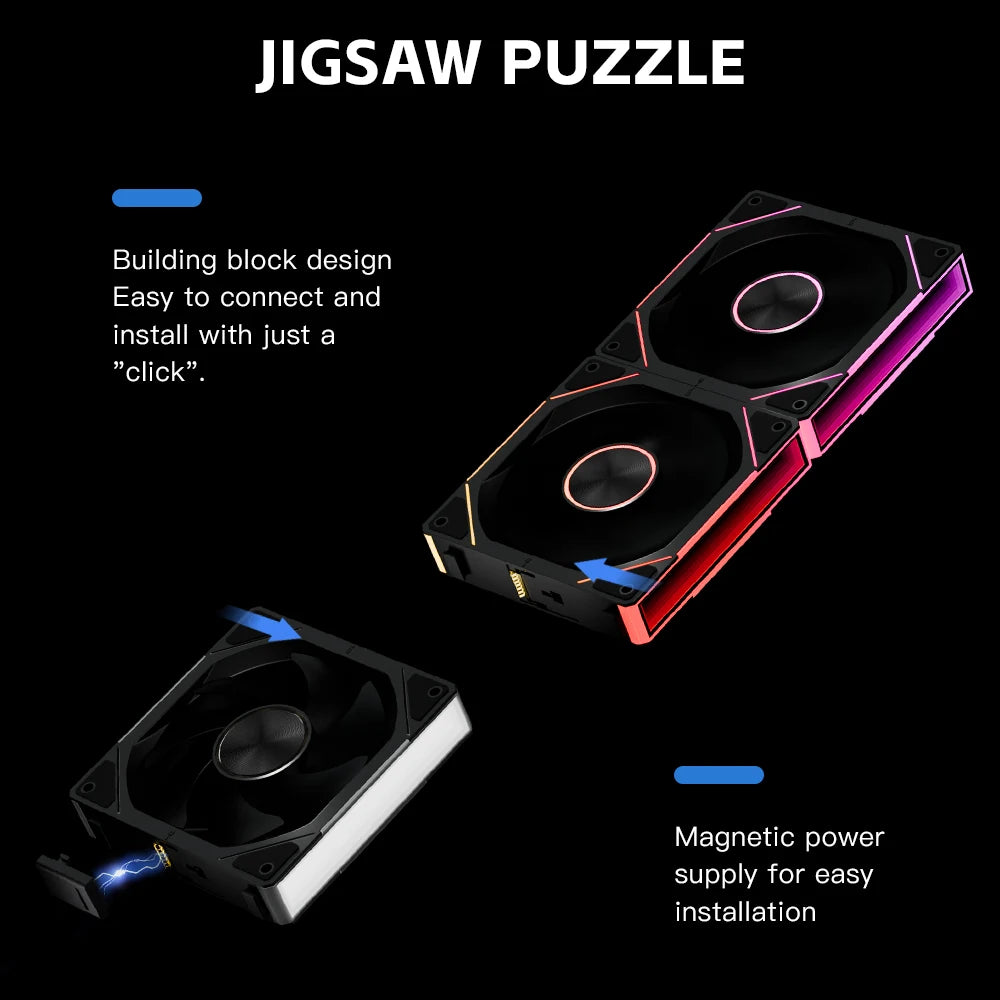 Jungle Leopard Interstellar SE Building Block Fan Triple 12cm White Case 12025 Fan ARGB Desktop Computer Splicing PWM