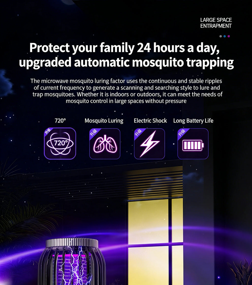Outdoor Solar Energy Mosquito Killer Camping lamp Upgrade Household Mosquito Repellent USB Rechargeable Portable Insect Killer