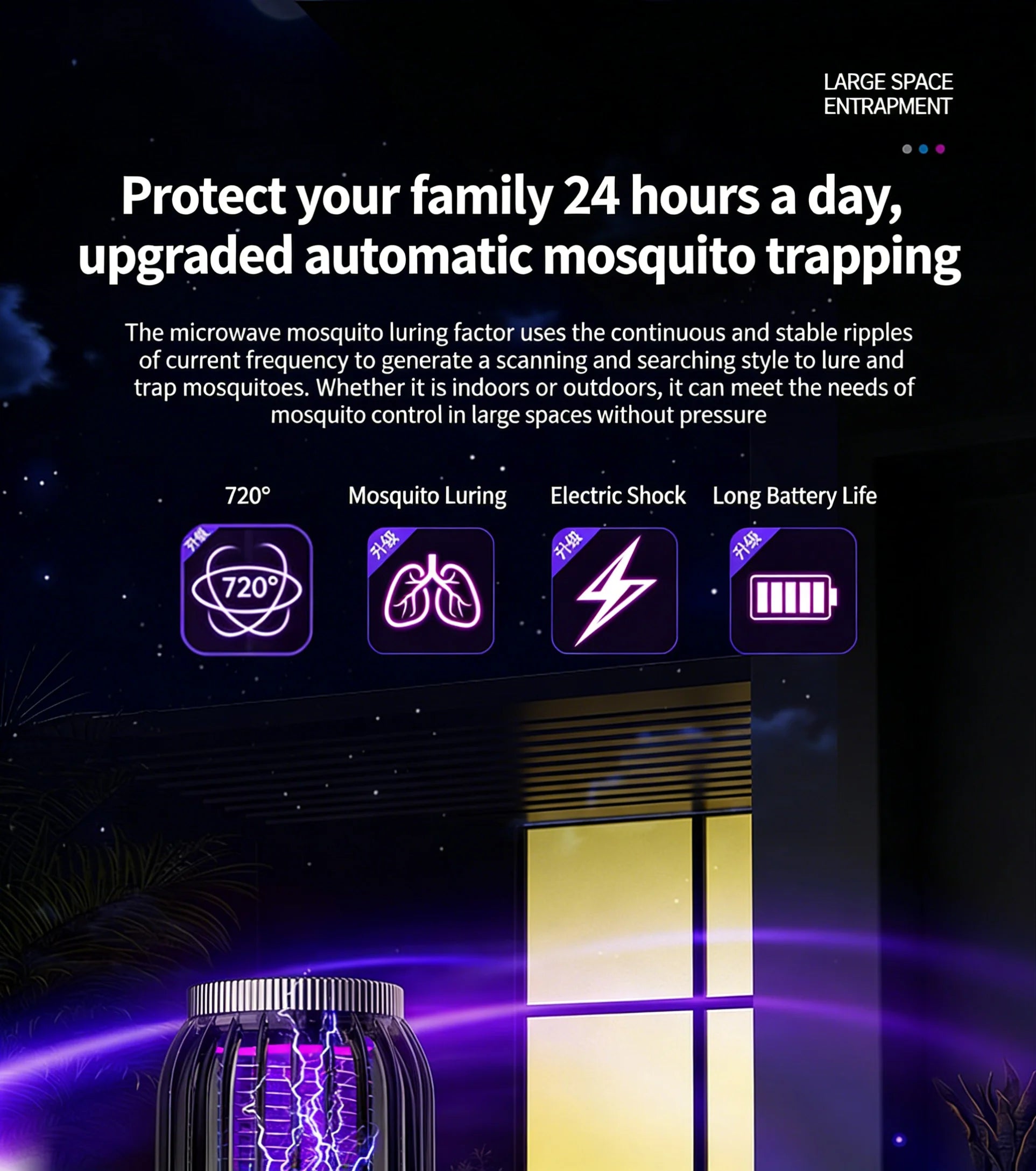 Outdoor Solar Energy Mosquito Killer Camping lamp Upgrade Household Mosquito Repellent USB Rechargeable Portable Insect Killer