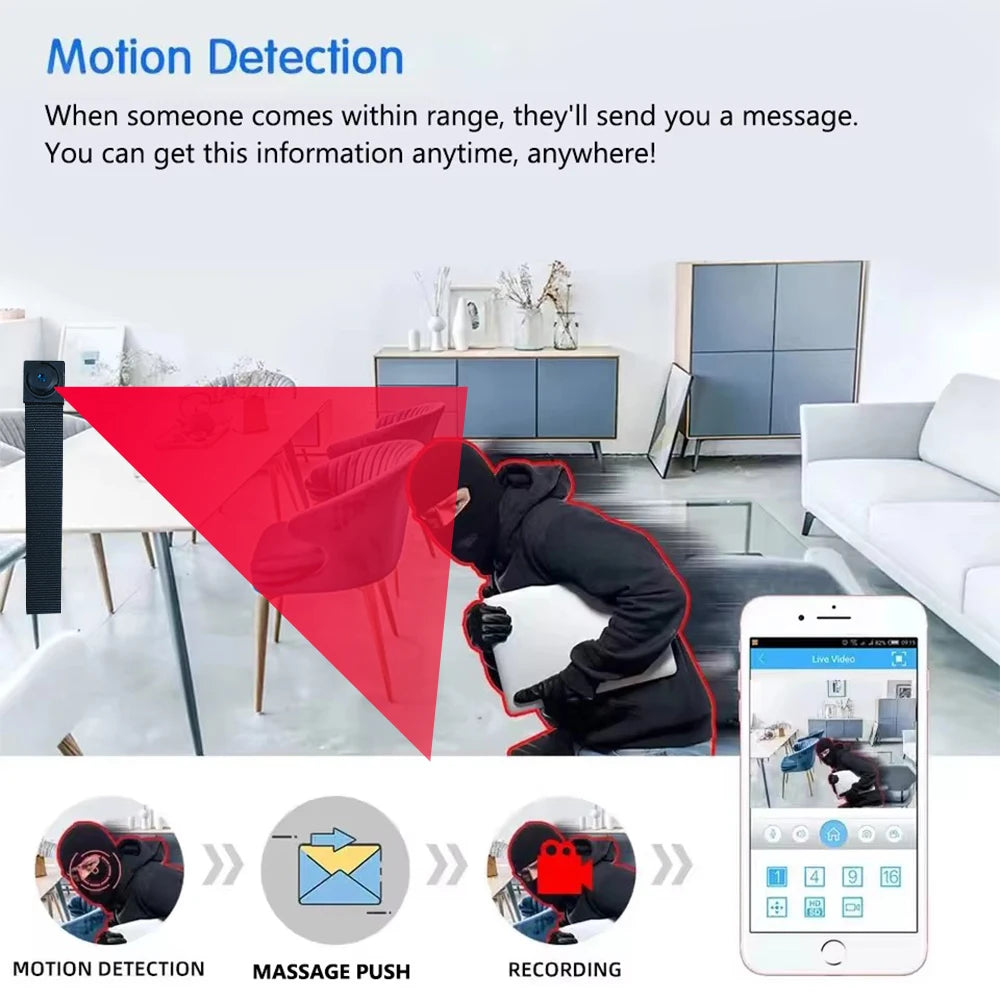 Newly improved 4K HD mini WiFi camera, supporting remote viewing, motion detection, DIY home nanny style camera