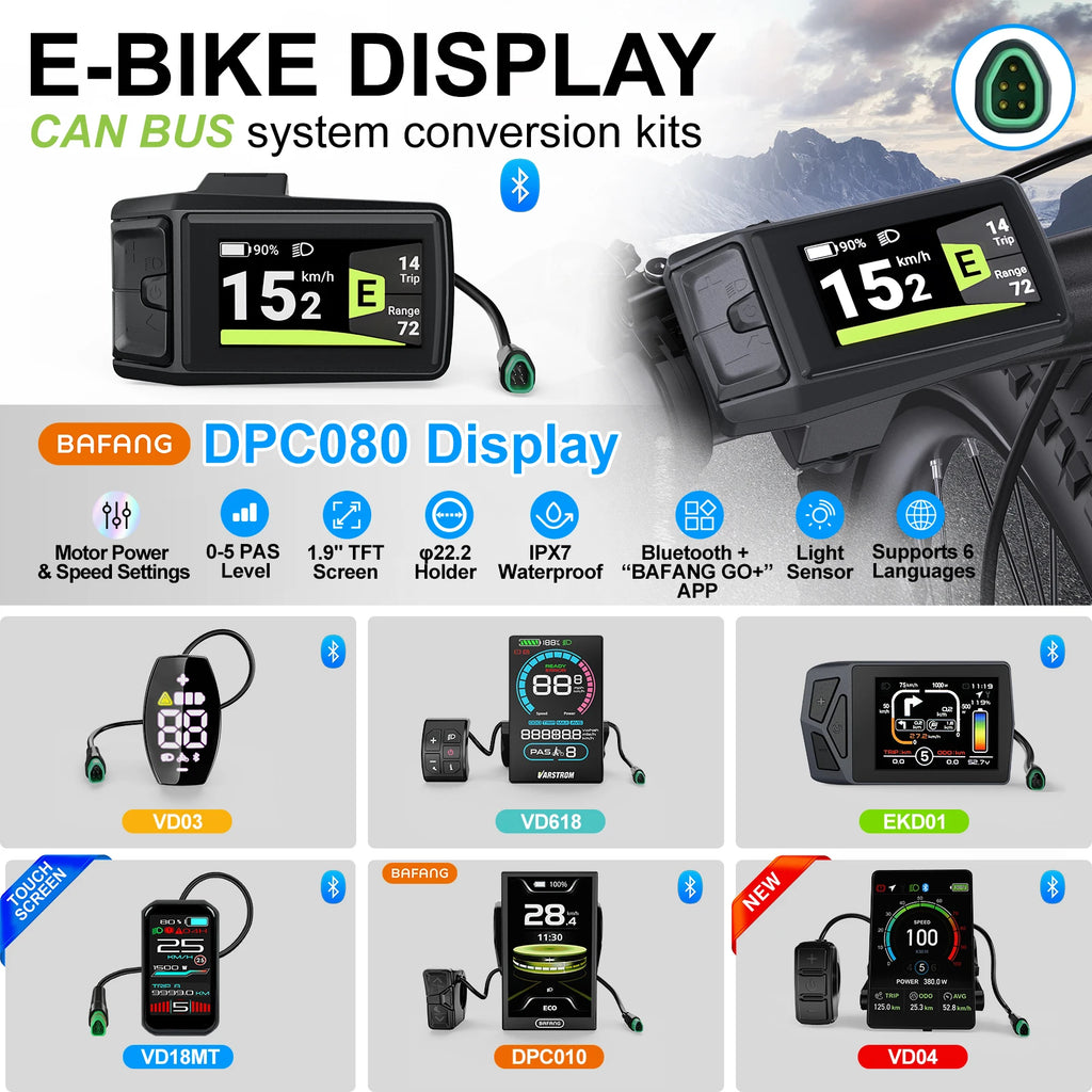 BAFANG CAN Display Electric Bike Computer DPC010 VD618 EKD01 Bluetooth Bafang CAN BUS Protocol Motors 5Pin Male Ebike Conversion