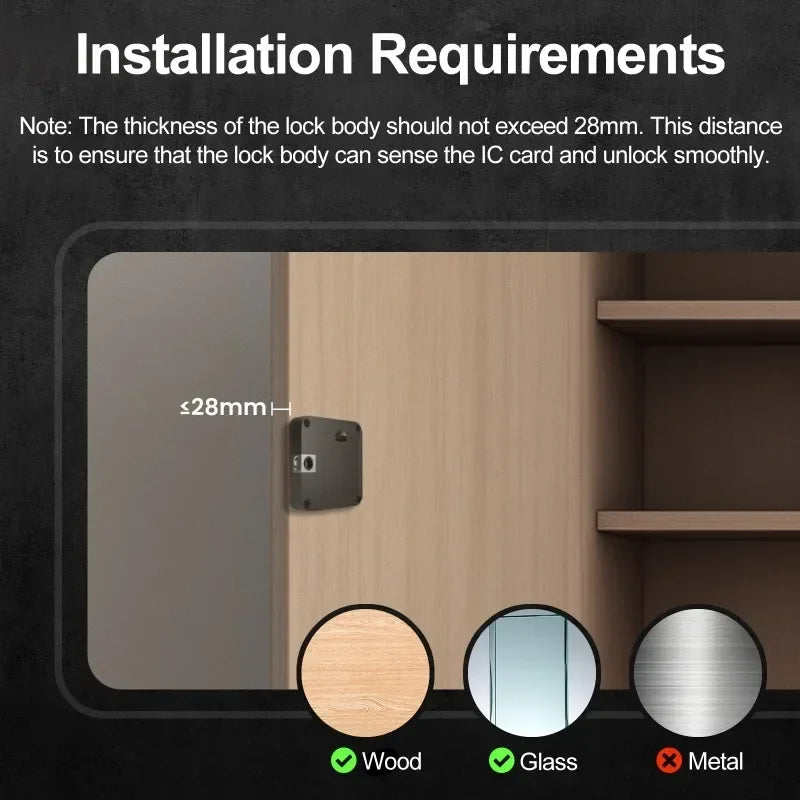 Tuya Bluetooth Smart Wood Cabinet Lock App Remote Control Monitoring Keyless IC Card Unlock Door Locker Furniture Drawer