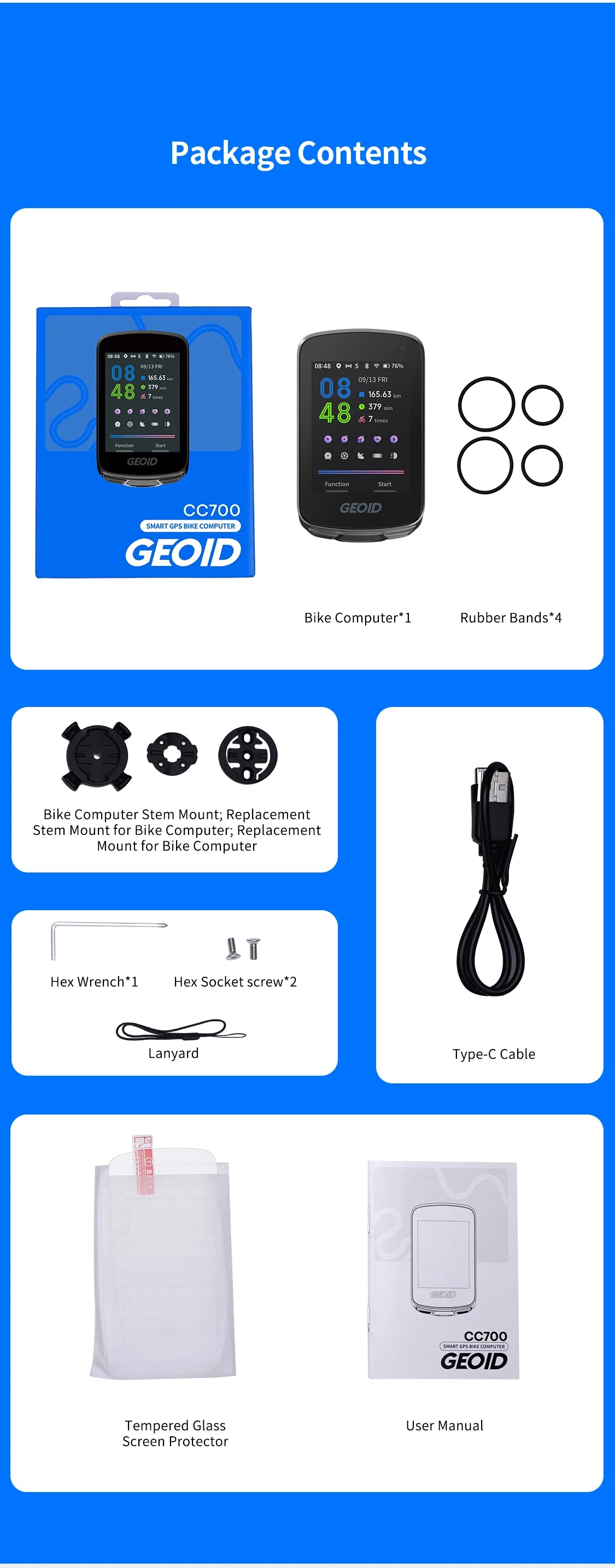 GEOID CC700 Bike Computer Wireless Color Screen ANT+ WIFI Bicycle Speedometer IPX7 Waterproof Route Navigation Cycling Odometer