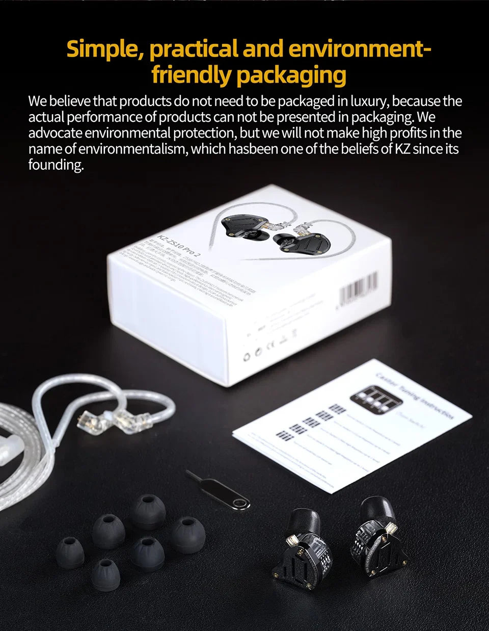 KZ ZS10 Pro 2 in Ear Metal Earphone HIFI Bass Earbud 4-Level Tuning Switch Headphone 2PIN Cable ZS10PRO2 ZSNPRO AS16PRO