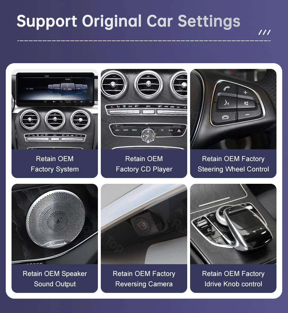New 12.3" Linux Touch Screen for Mercedes Benz W205 GLC C V Class V447 GLA CLA NTG5.0 2015-2019 Wireless Carplay Android Auto