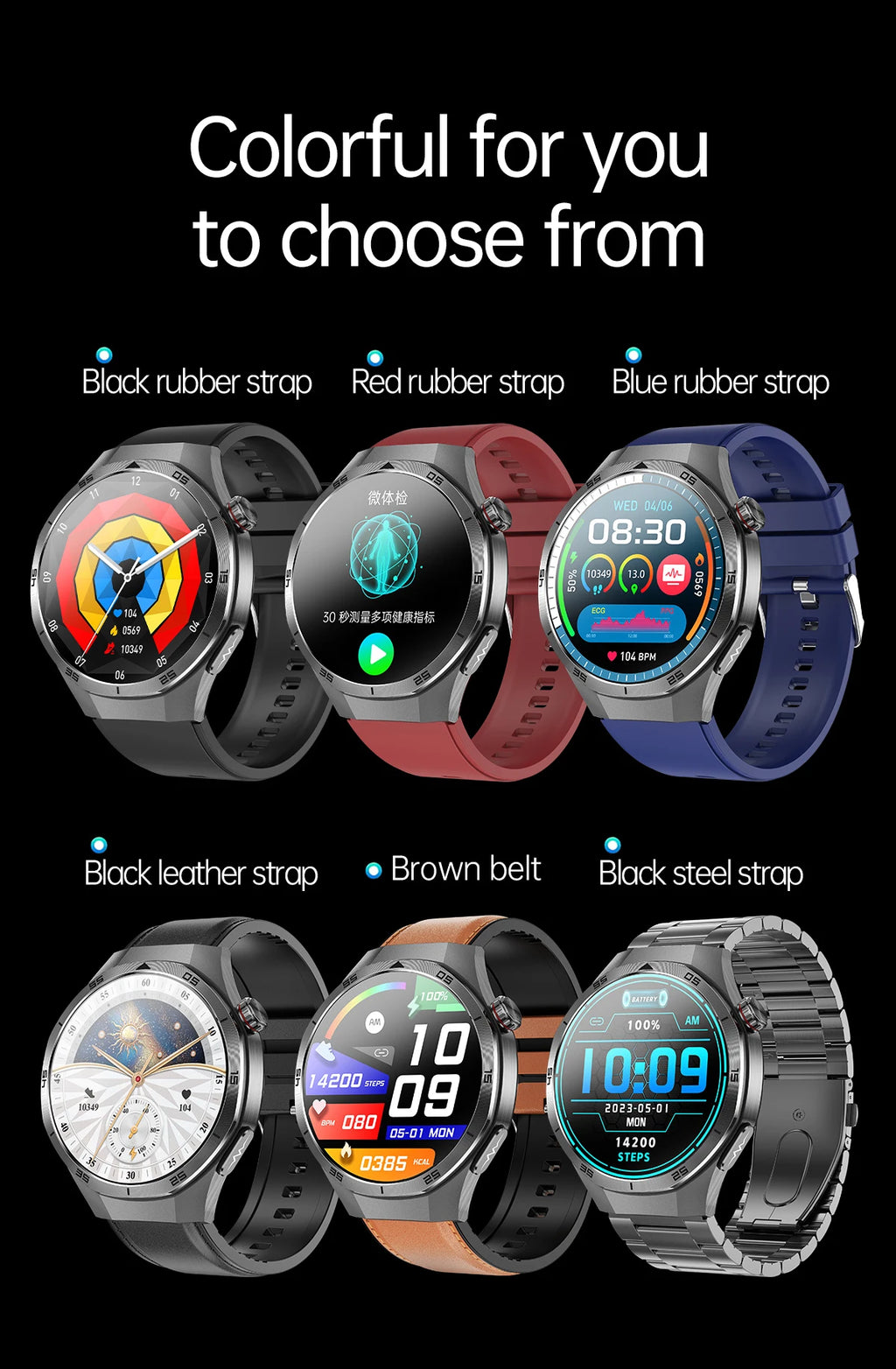 2026 Health Nursing Grade New Blood pressure Smart Watch Men Lipid Uric Acid Tracker ECG+PPG Clock HD Call NFC Smartwatch Women