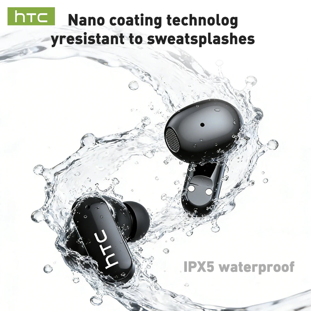 HTC NE71 True Wireless Earbuds Bluetooth 6.0 ANC Noise Cancelling IPX4 Waterproof 22H Playtime In-Ear Comfort Gaming Low Latency