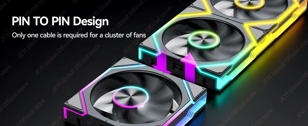 JEYI 12CM ARGB PC Fans Hydro Bearing Fan Infinity Mirror 30dB(A) cooling fan 5V3pin PWM 800-2000RPM Forward/Reverse Blade Fan