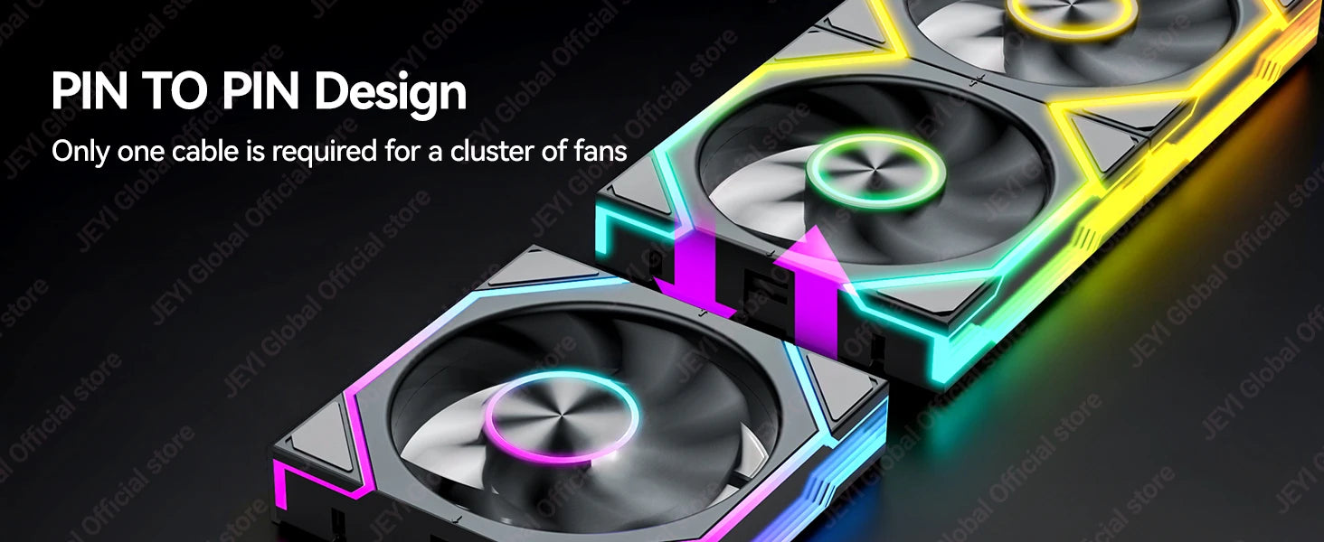 JEYI 12CM ARGB PC Fans Hydro Bearing Fan Infinity Mirror 30dB(A) cooling fan 5V3pin PWM 800-2000RPM Forward/Reverse Blade Fan