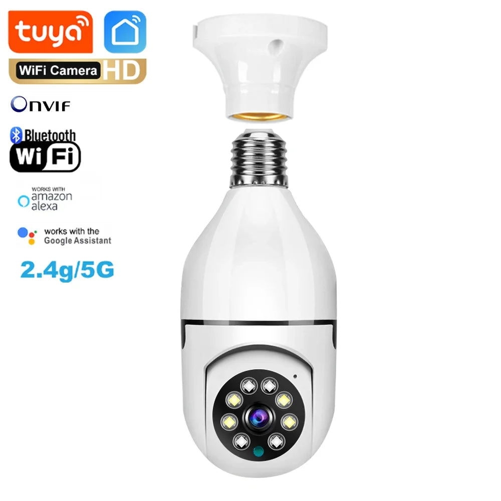 Tuya 2.4G/5G Dual-Band Bulb Camera 3MP/4MP/5MP WiFi Two Way Voice AI Human Detection Night Vision E27 Camera Surveilance Cam